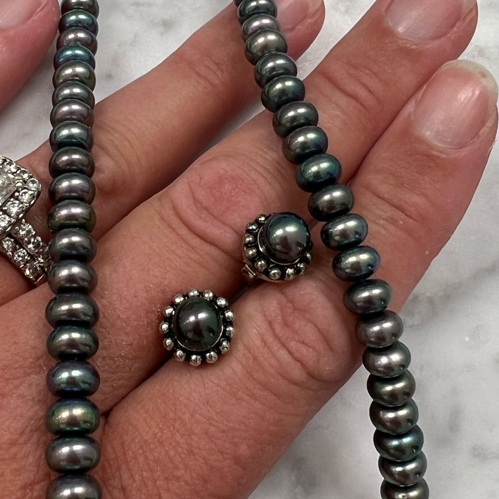 Pearl Necklace and Earrings Set